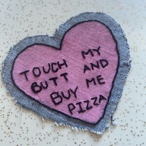 Pink Heart Denim Patch